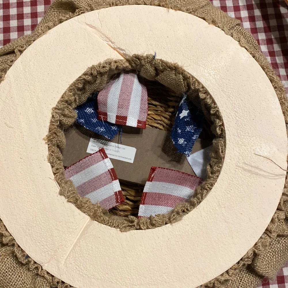 NWT 18” USA Burlap welcome Front door Wreath Americana country rustic primitive